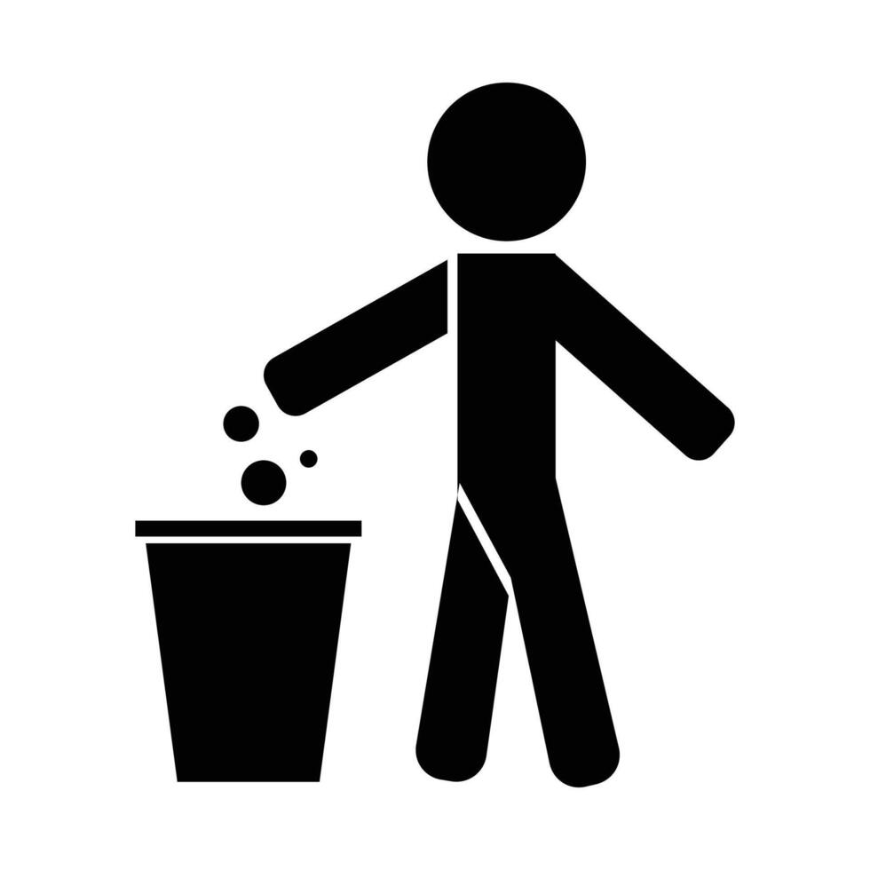 Do not litter sign. Stick man throwing trash Icon vector