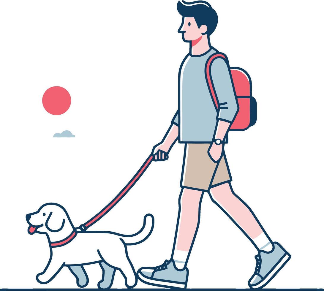 Man Walking With Dog Illustration vector