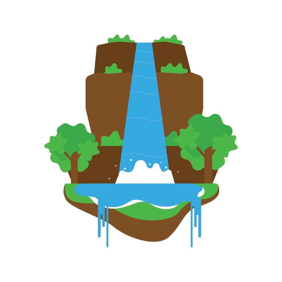 waterfall landscape flat illustration vector