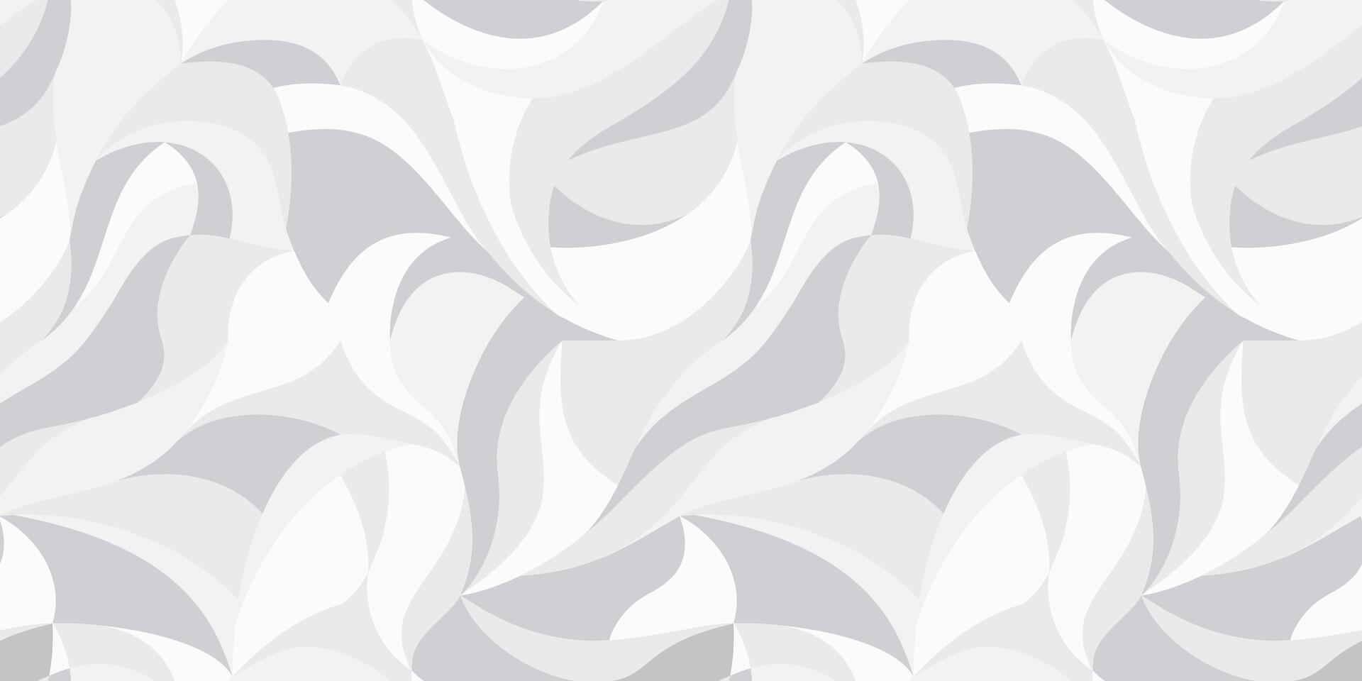 Curly waves, white curved lines, stylized abstract petals pattern. Seamless background. Texture wallpapers for printing on paper vector