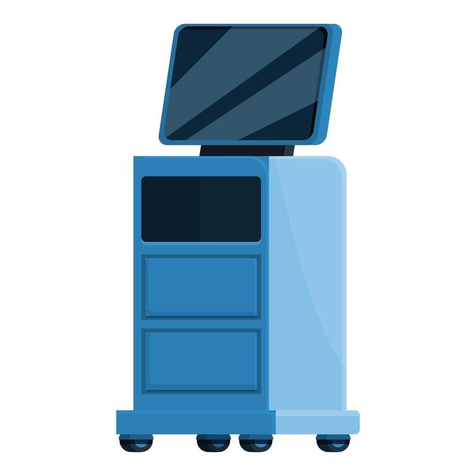 Medical equipment with monitor displaying black screen on wheels vector
