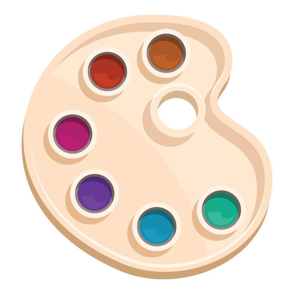 Wooden palette holding colorful paint for artistic creation vector