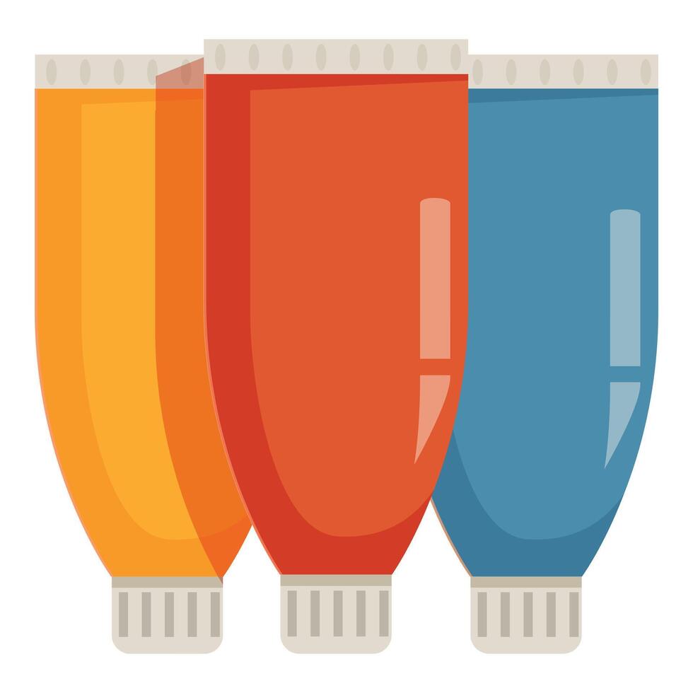 Three tubes of paint showing primary colors for painting vector