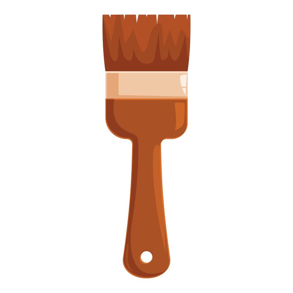 Big brown paint brush with wooden handle for house painting vector