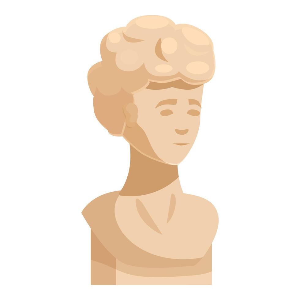 Antique bust sculpture representing roman emperor with curly hair vector