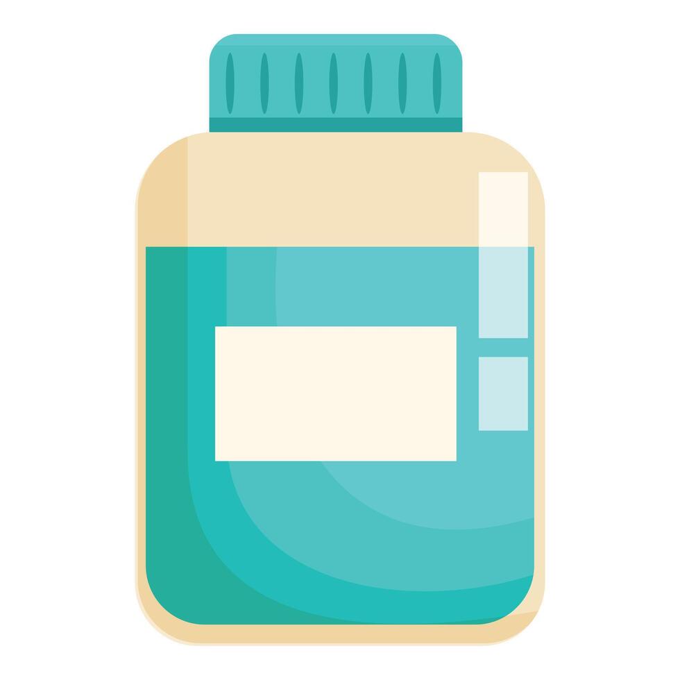 Big plastic jar with supplements is standing on white background vector