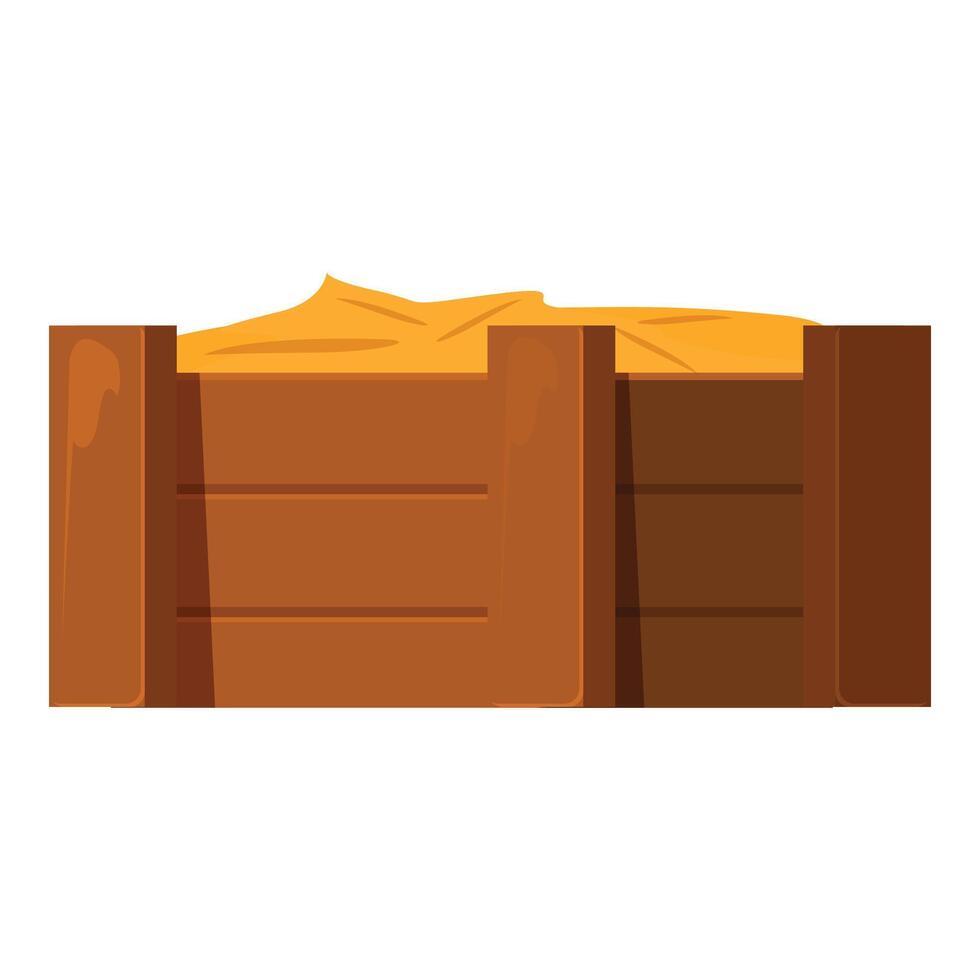 Wooden container full of wheat grain standing on white background vector