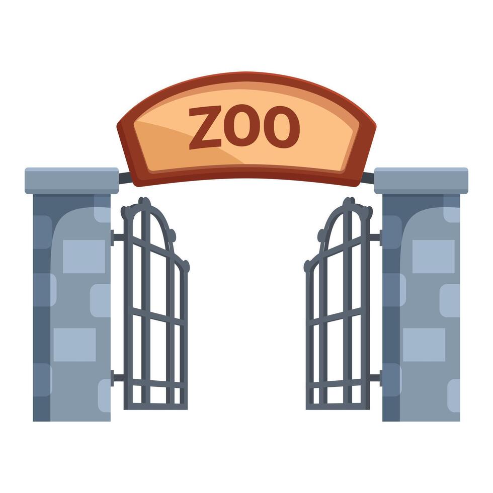 Open zoo entrance gate welcoming visitors to wildlife park vector