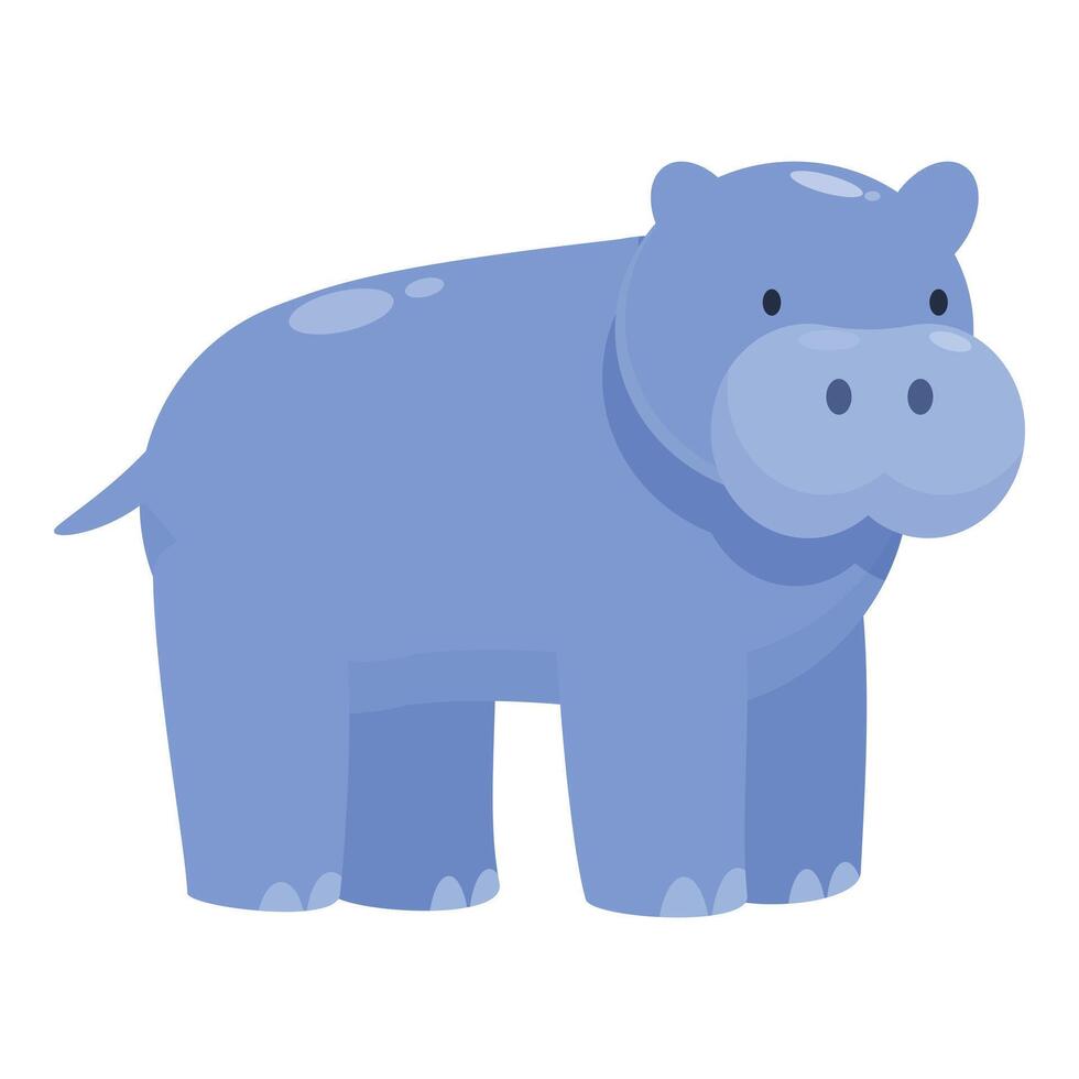 Blue hippopotamus standing still looking forward vector