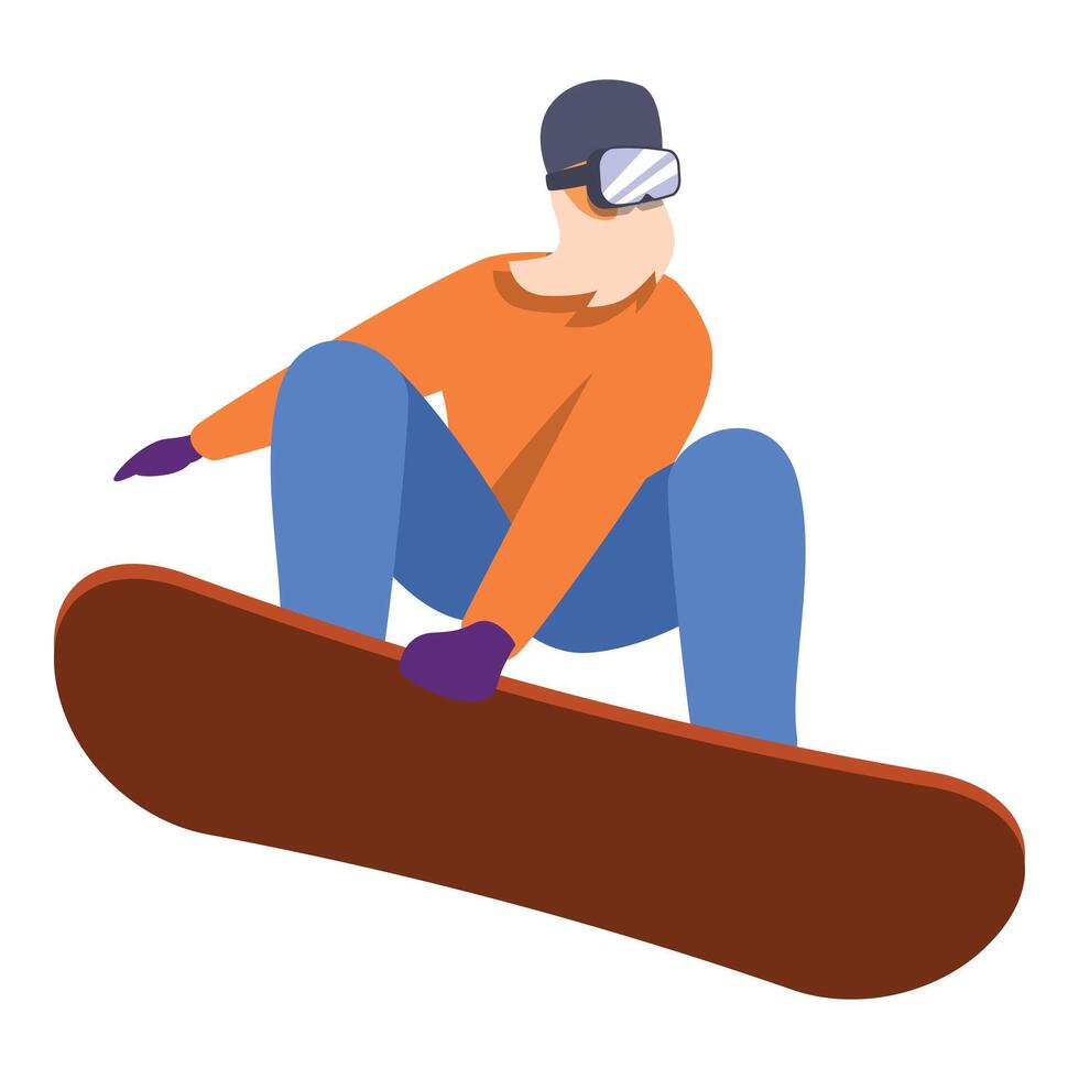 Snowboarder is making a figure during a jump in the air vector