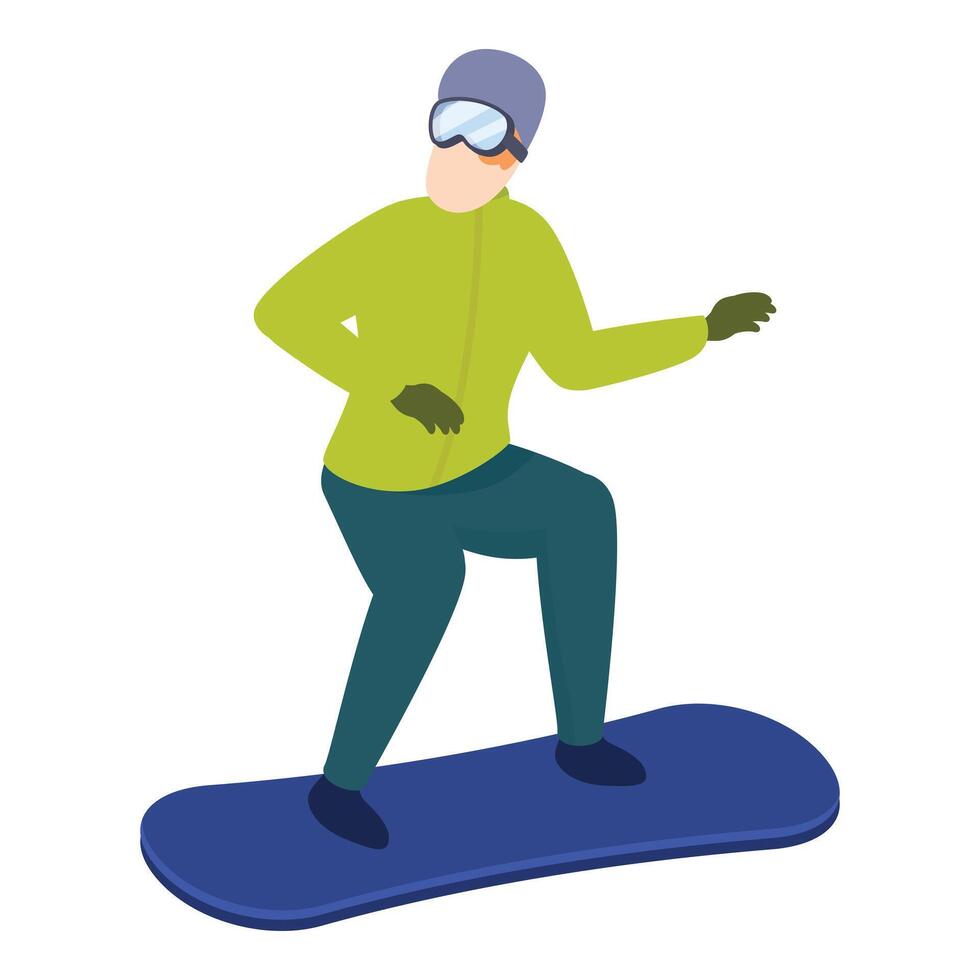 Man snowboarding wearing winter clothes isometric illustration vector
