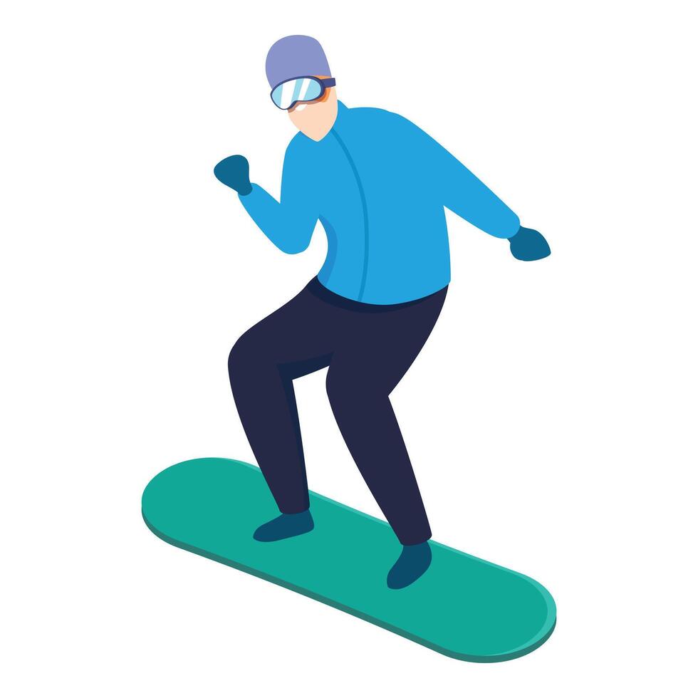 Snowboarder balancing on board while snowboarding downhill vector