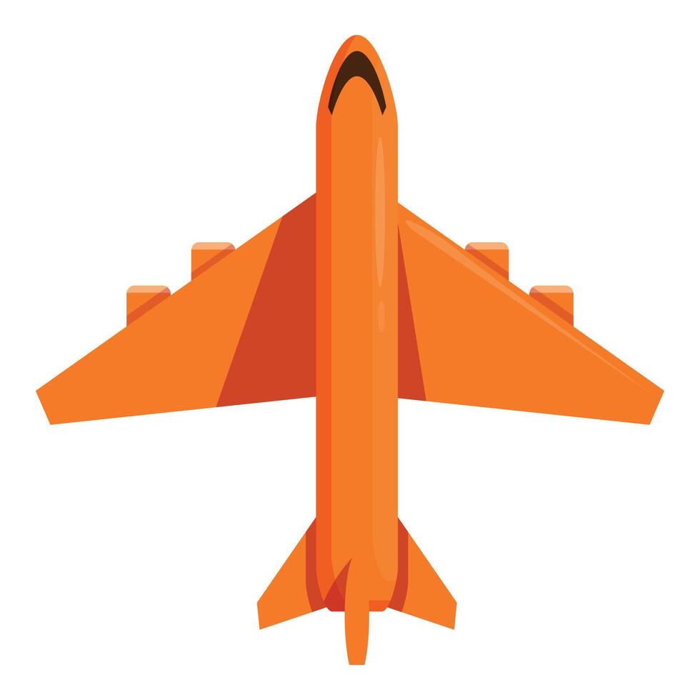 Orange airplane flying in a clear sky vector