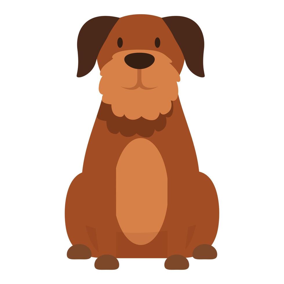Brown dog sitting and looking forward cartoon character vector