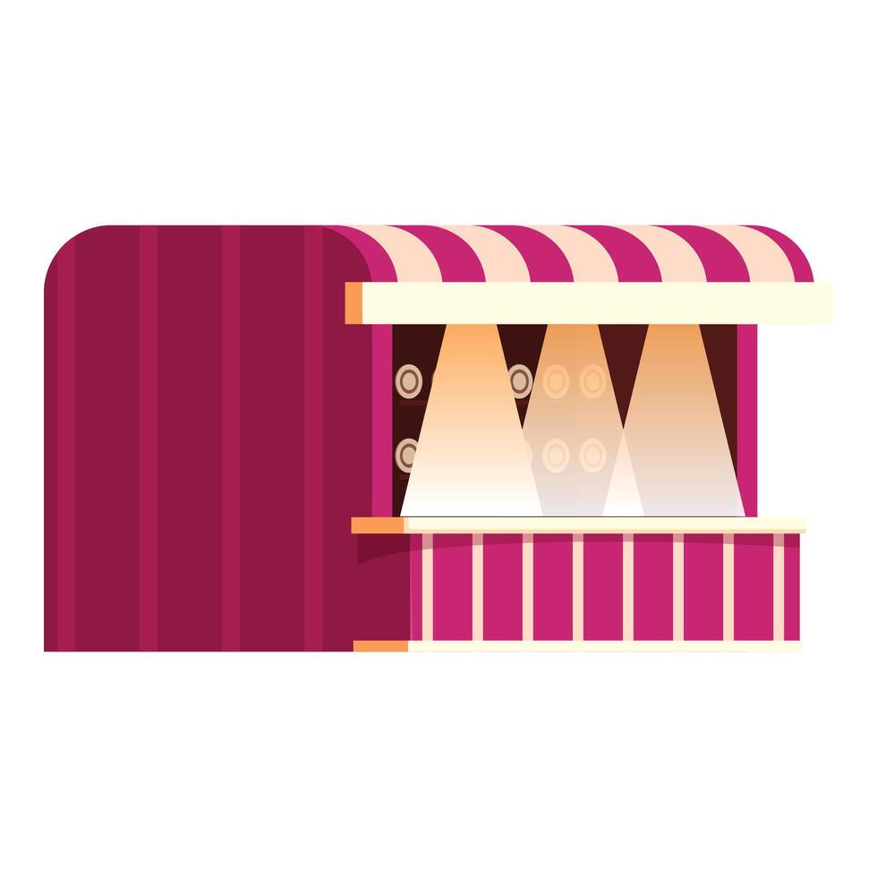 Empty illuminated food stand having striped awning for selling street food vector