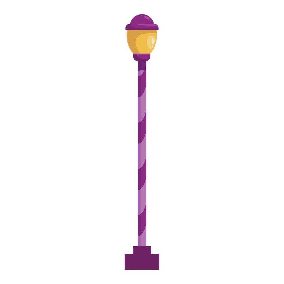 Purple striped street lamp standing tall and illuminating vector