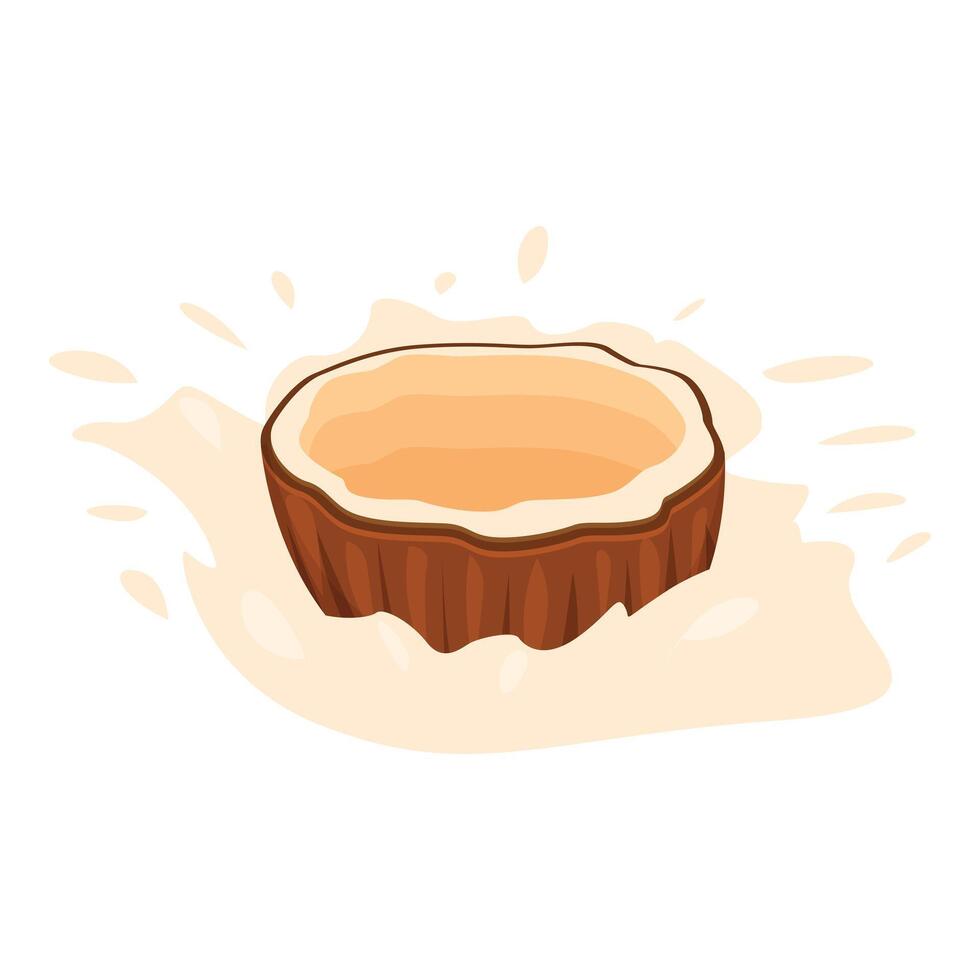 Coconut splashing into coconut milk on white background vector