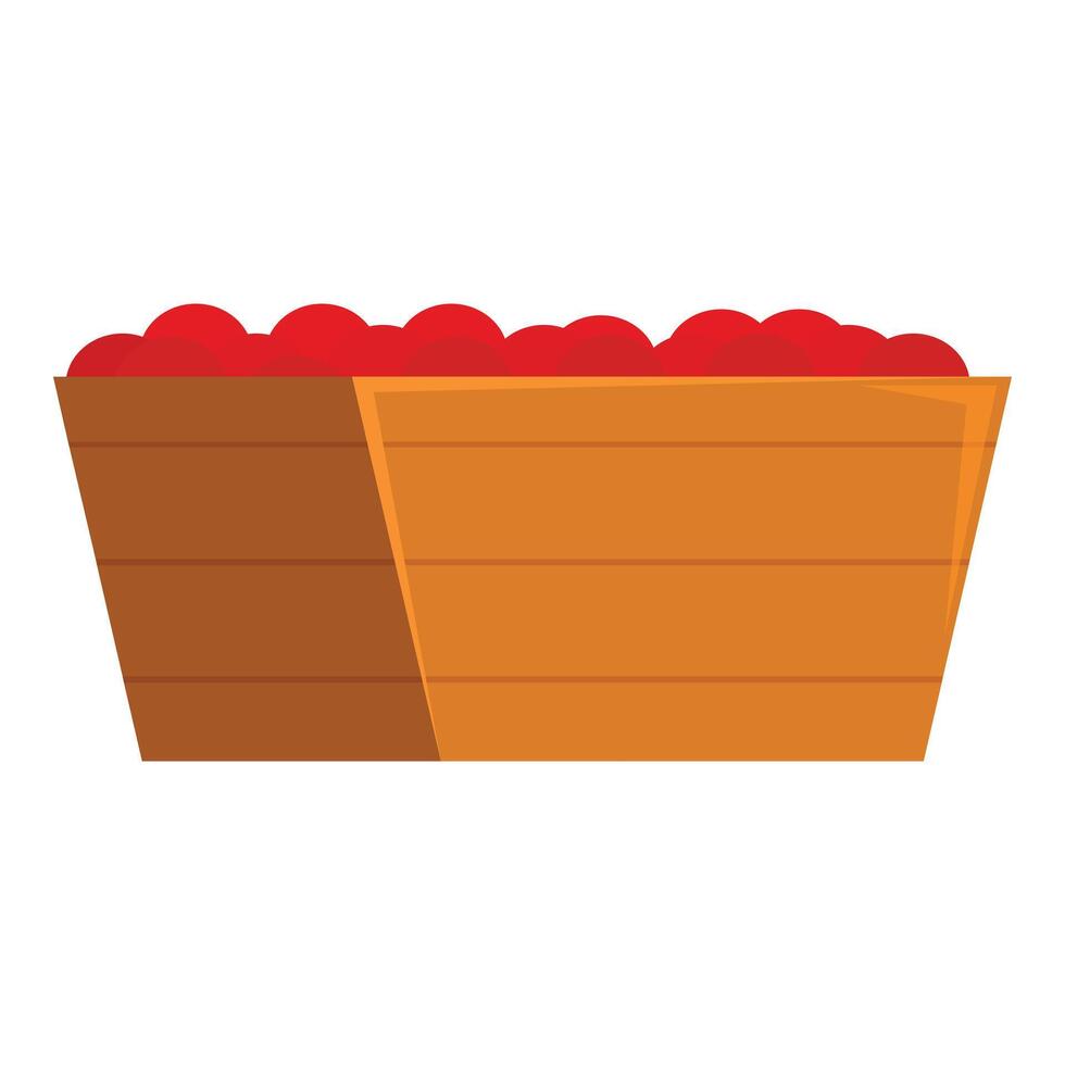 Wooden box overflowing with freshly picked red apples vector