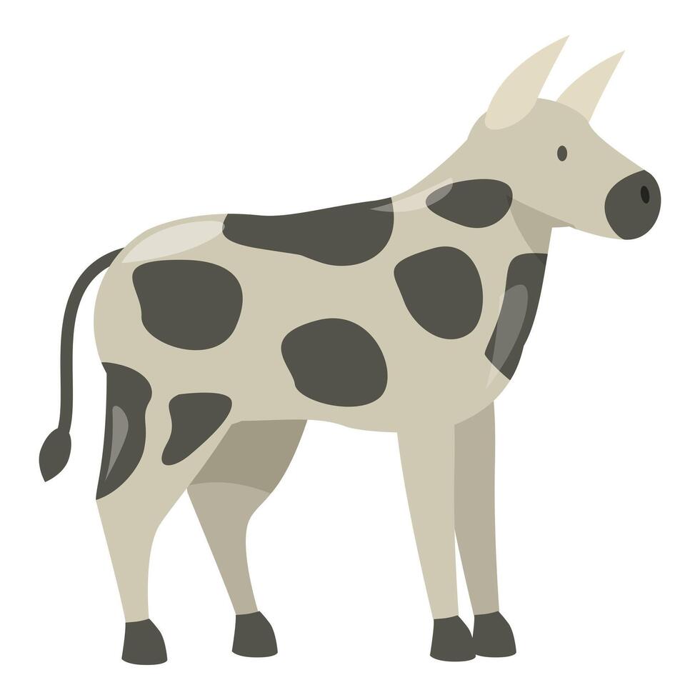 White and black spotted cow standing side view vector