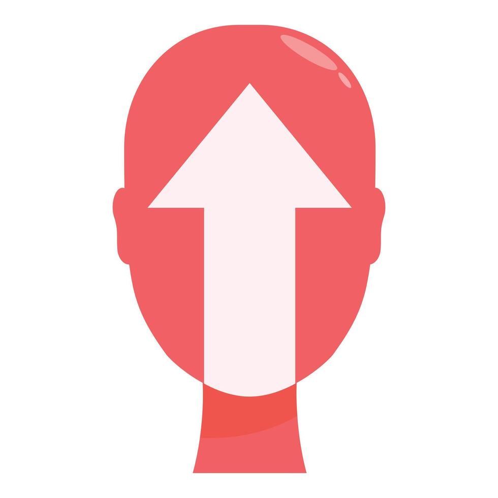 Red head with white up arrow representing positive thinking vector