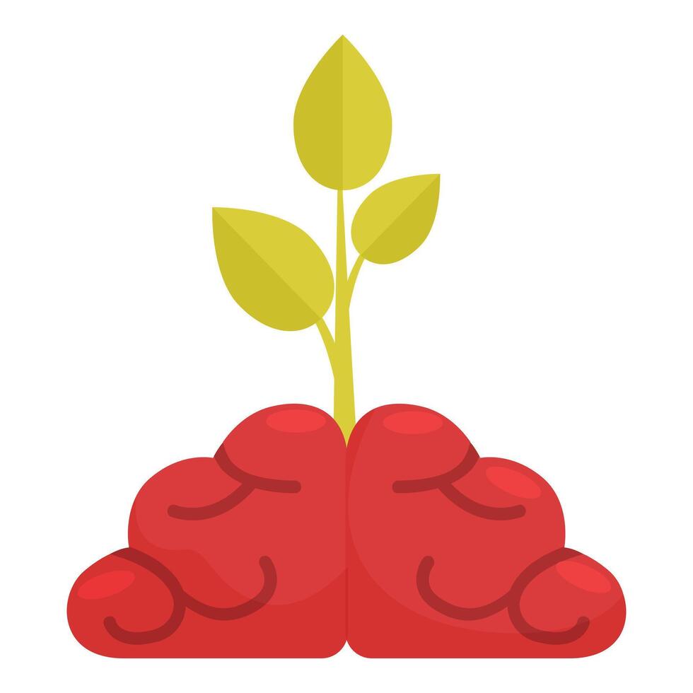 Young plant growing from a brain symbolizing new ideas vector