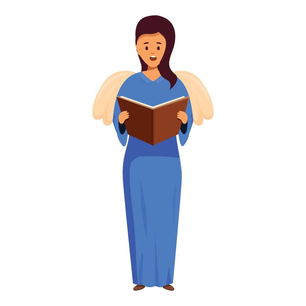 Beautiful angel is reading from a book vector