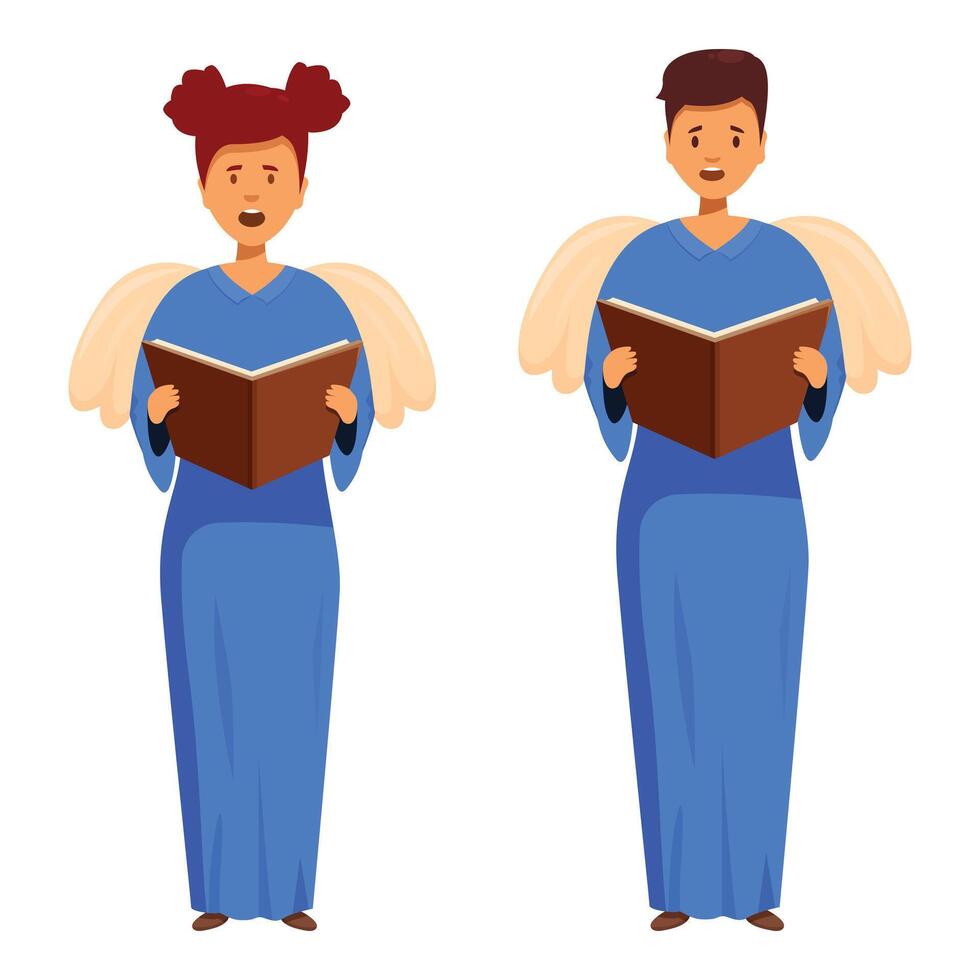 Two choir singers are singing christmas carols vector