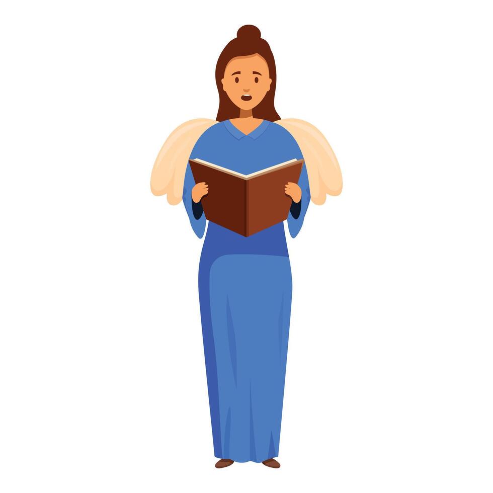 Christmas angel is standing and reading from a book vector