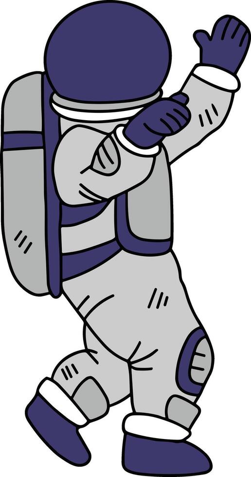 A cartoon astronaut is jumping in the air with his arms outstretched vector