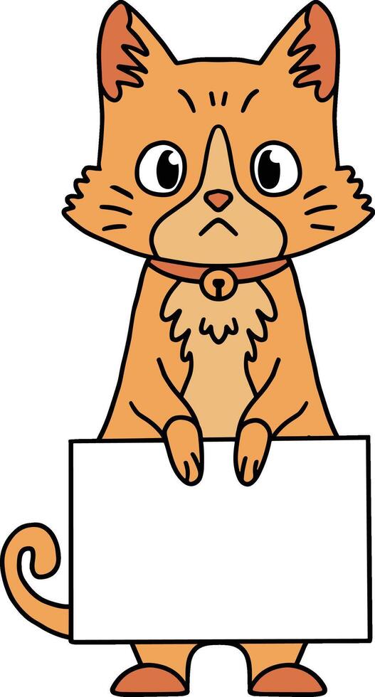 A cat is holding a blank piece of paper vector
