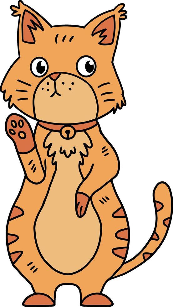 A cat with a collar is sitting on the ground vector