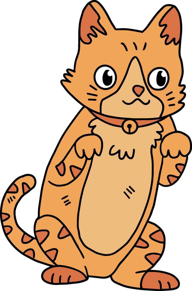 A cat with a collar is sitting on the ground vector