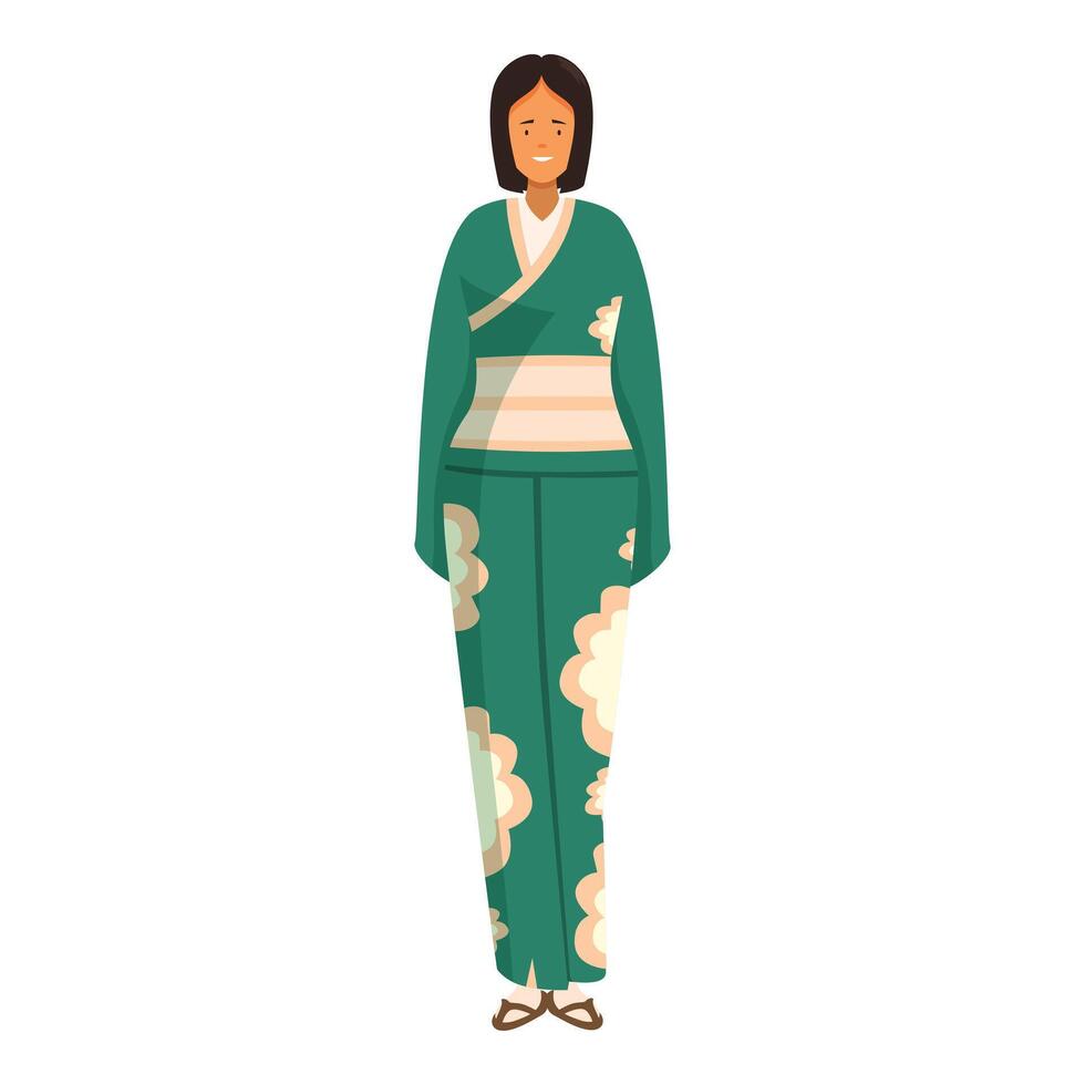 Young woman wearing traditional japanese kimono standing smiling vector
