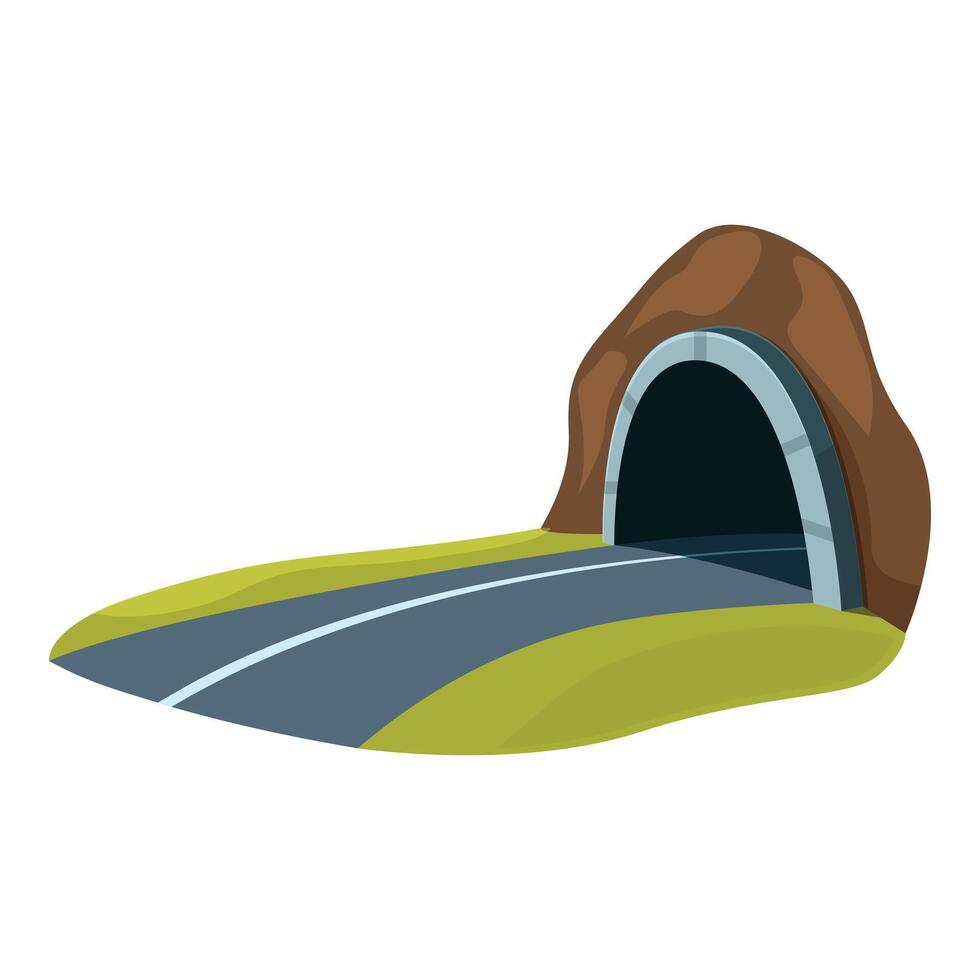 Empty asphalt road going through the tunnel in the mountain vector