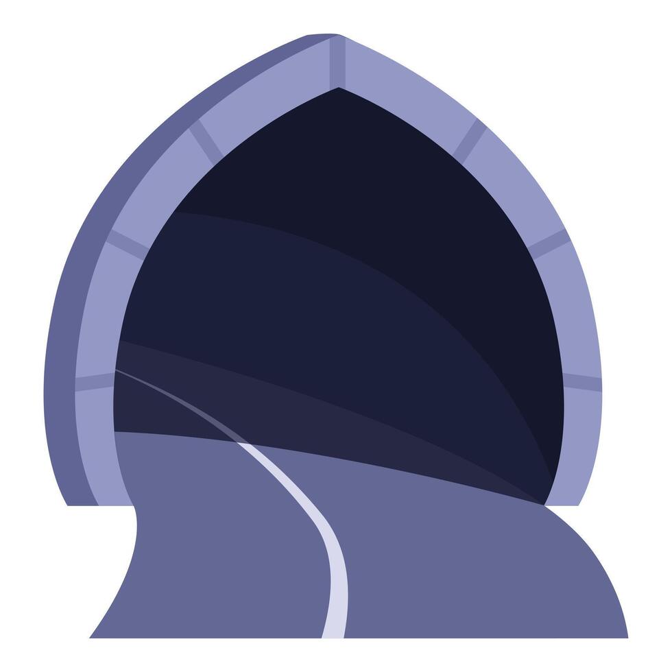 Empty road going through dark tunnel with stone entrance vector
