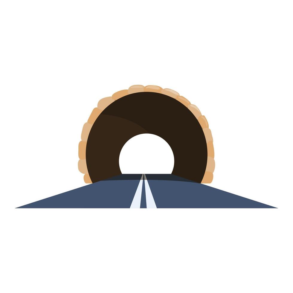 Empty road disappearing into dark tunnel entrance vector