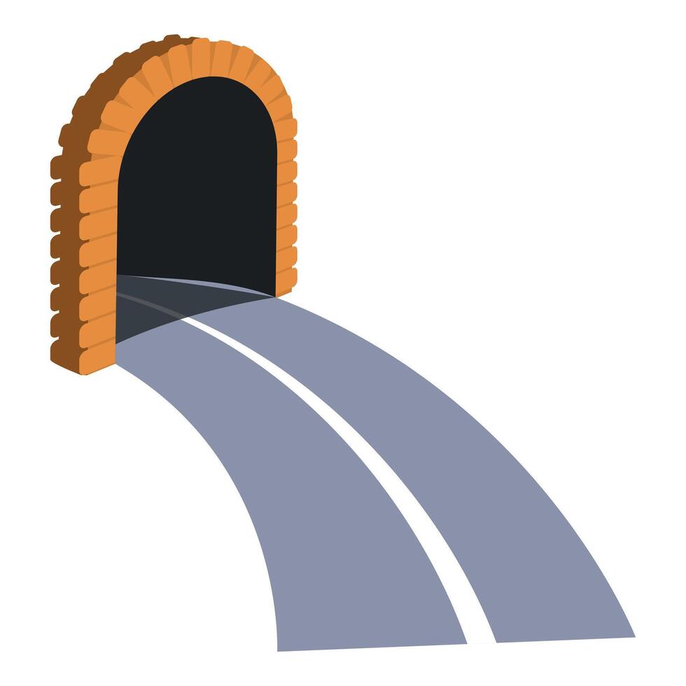 Winding road disappearing into a brick tunnel entrance vector