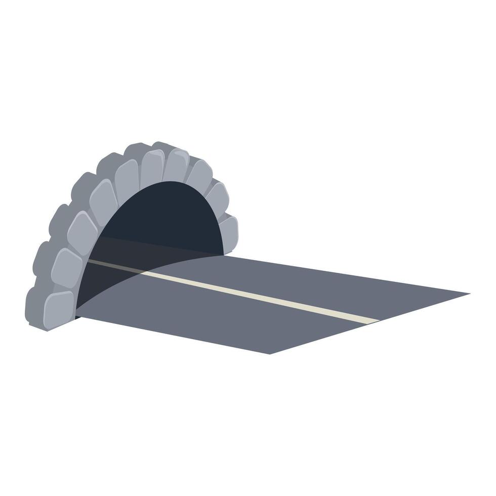 Empty road disappearing into a dark tunnel under stone arch vector