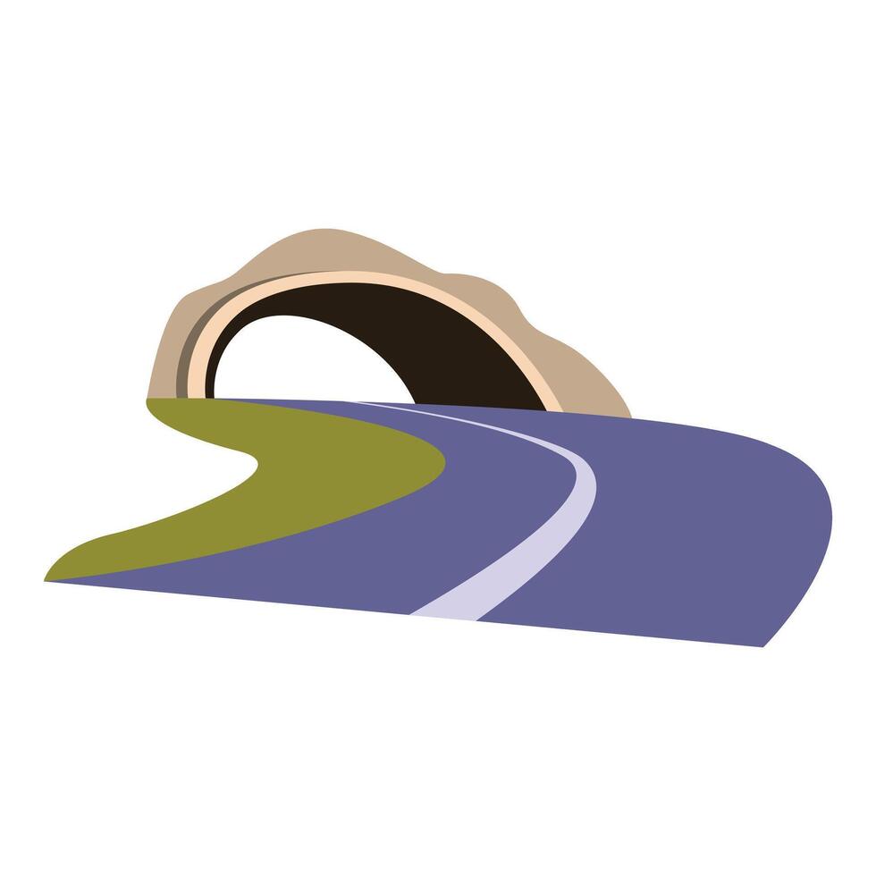 Countryside road winding under short tunnel through mountain vector