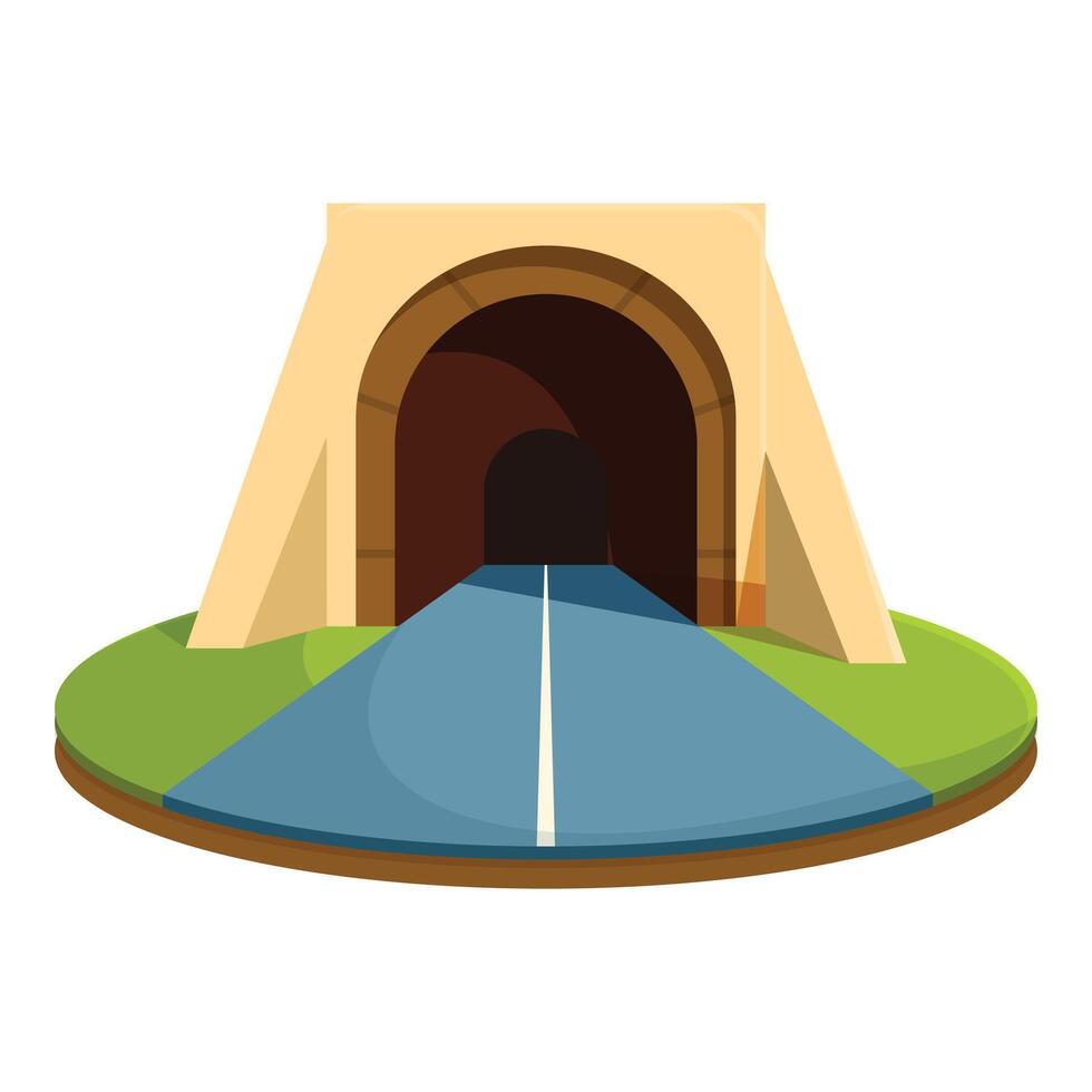 Road leading to a tunnel through mountain landscape vector