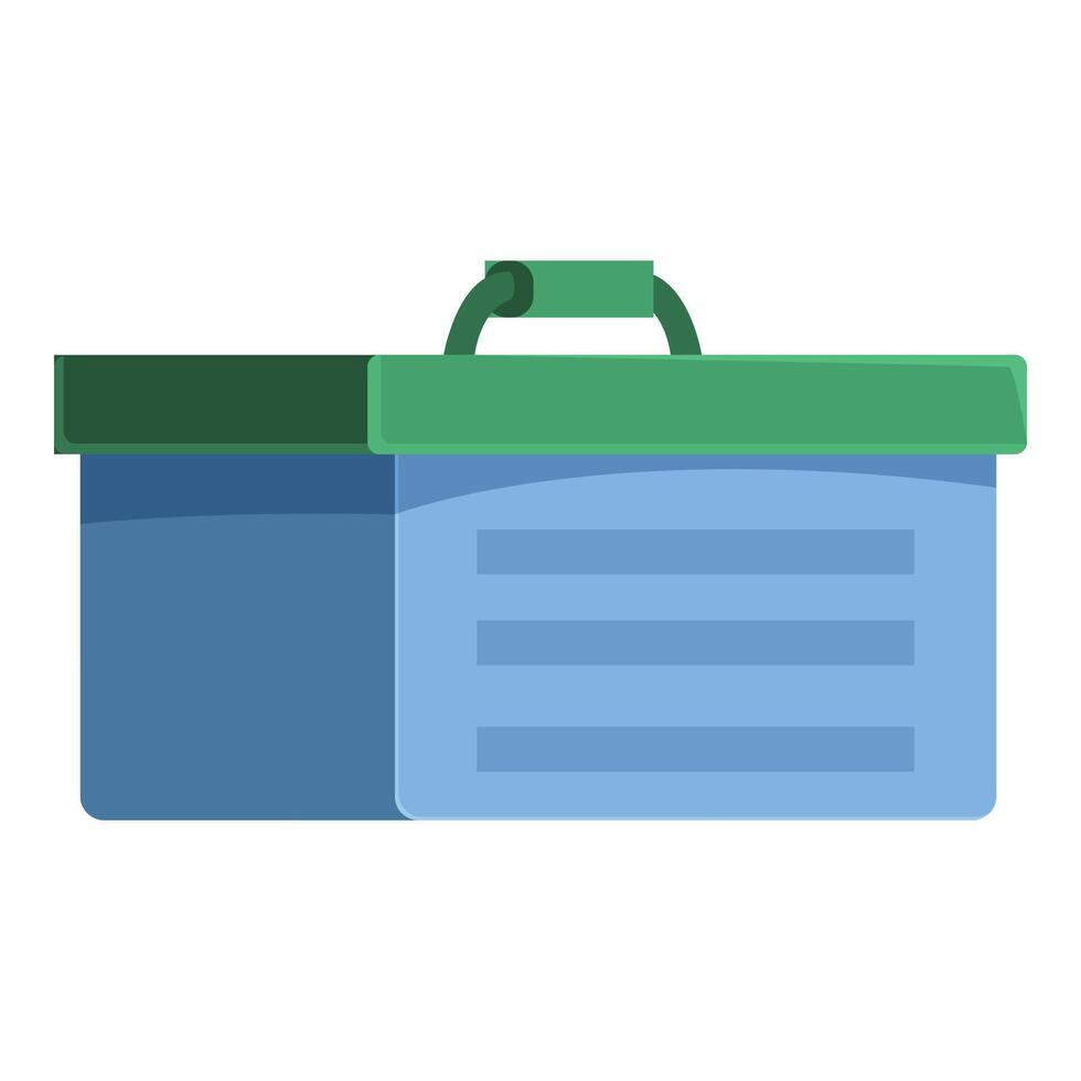 Blue lunchbox with green handle for school lunch vector