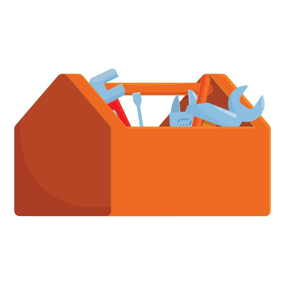 Orange toolbox holding tools for construction and repair vector
