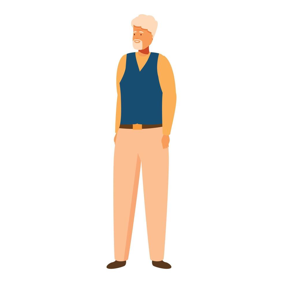Confident senior man standing with hands in pockets vector