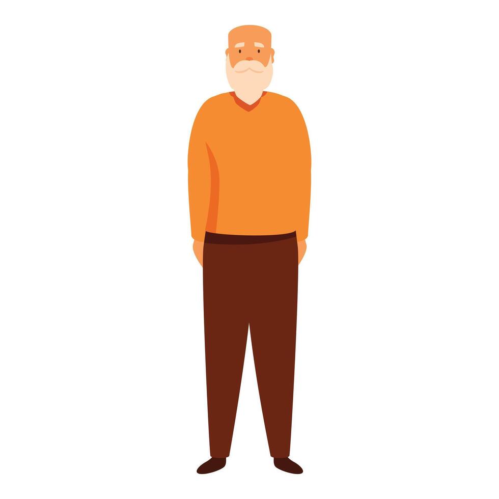 Smiling senior man with white beard standing, full length portrait vector