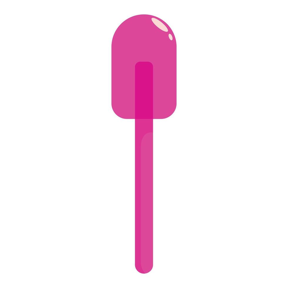 Pink silicone spatula standing up on white background vector