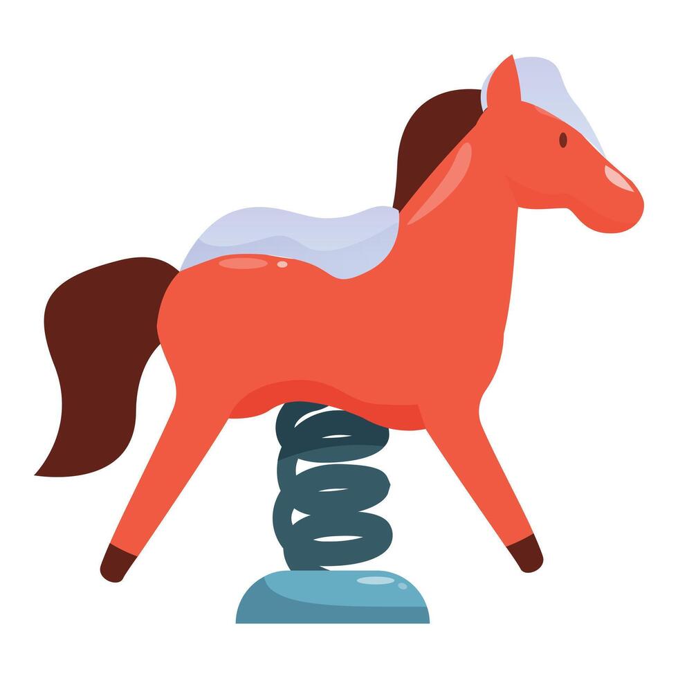 Red spring rocking horse standing still on white background vector