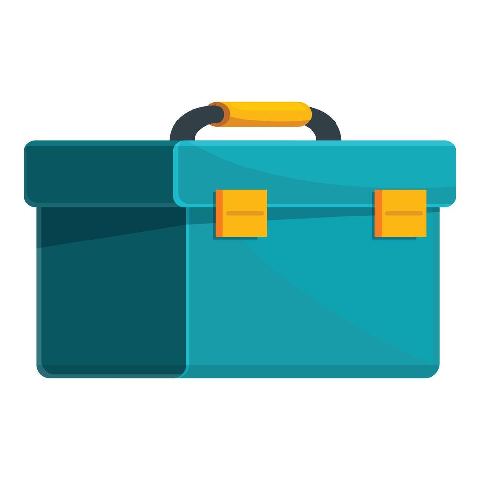 Closed metallic toolbox with yellow handle standing on white background vector