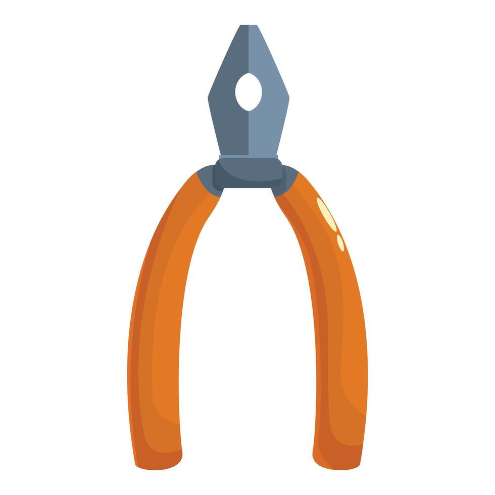 Orange pliers holding tightly with metal jaws wide open vector