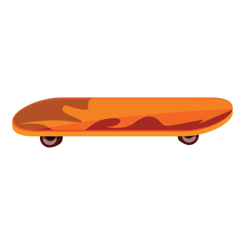 Orange skateboard with brown flames is waiting to be used vector