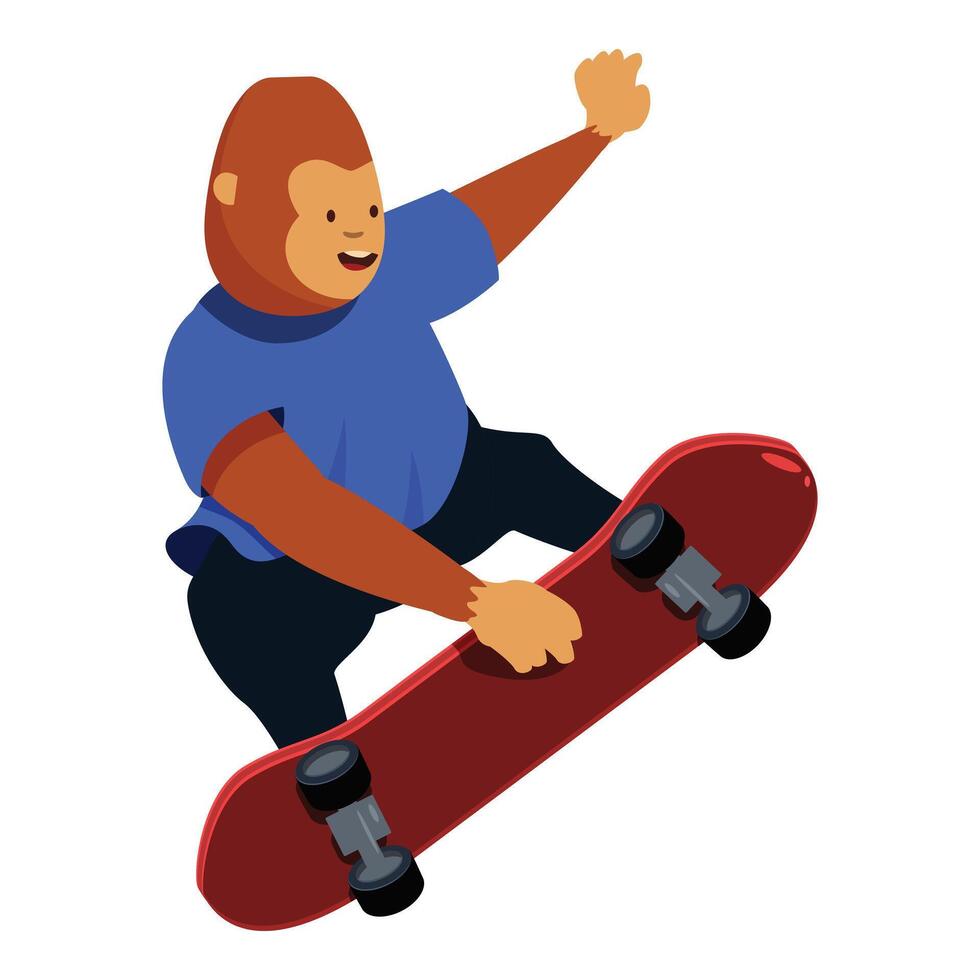 Cartoon monkey is having fun skateboarding vector